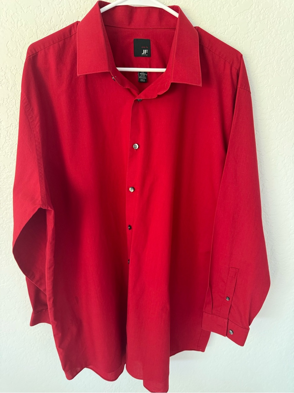 jf j.ferrar Men's Bold Red Long-Sleeve Dress Shirt